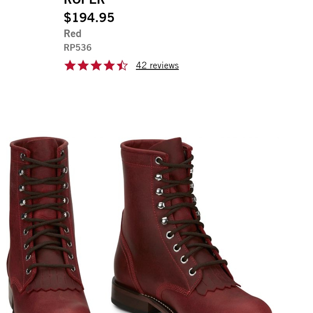 Justin McLean Red Lace-Up Boots